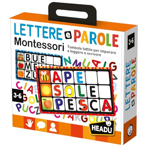 Headu Lettere e Parole tombola tattile 3-6 anni Montessori