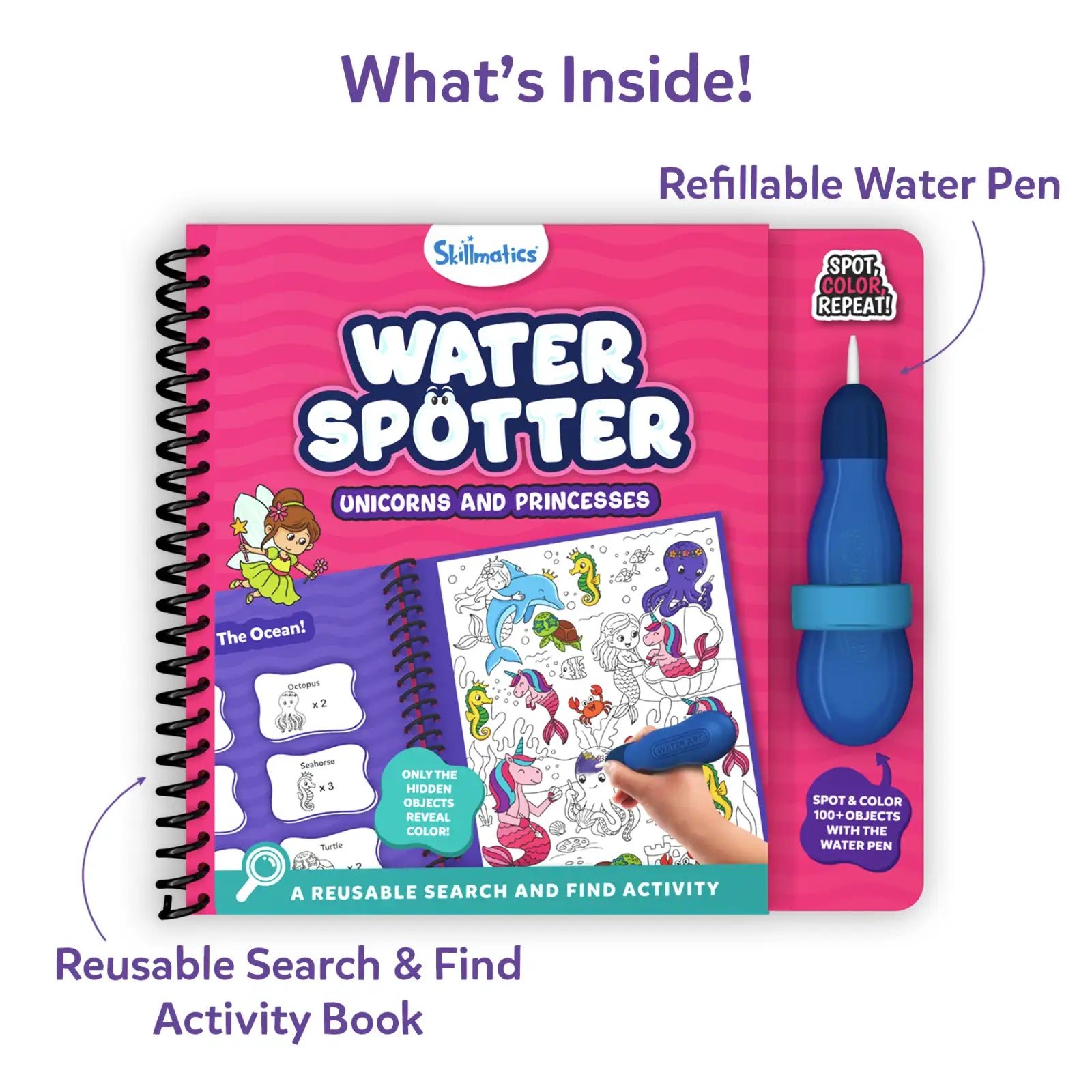 Skillmatics Water Spotter Unicorns Princesses libro acqua 4-8 anni