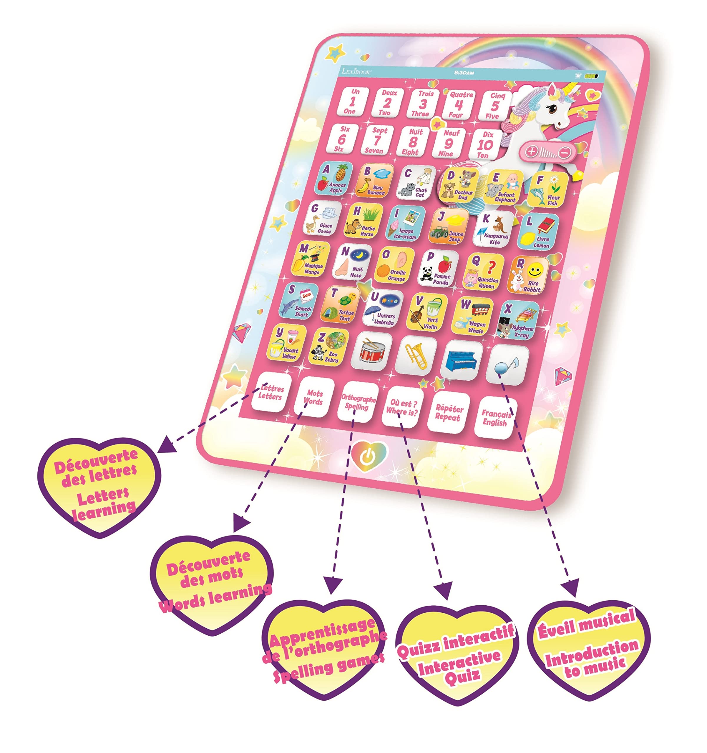 Lexibook Unicorno JCPAD002UNI Tablet Educativo Bilingue Touch