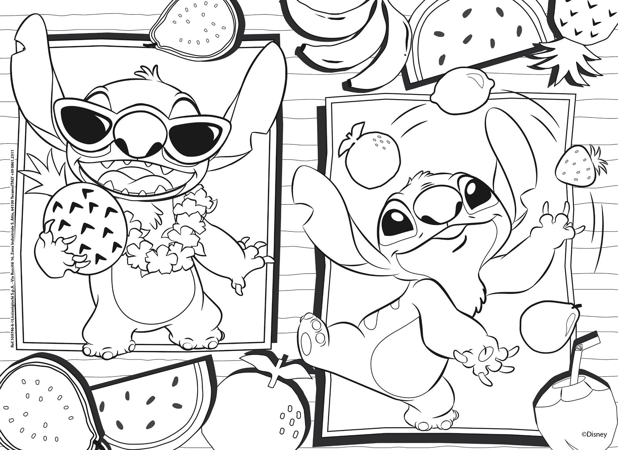 Lisciani Disney Maxifloor 4x48 Lilo & Stitch puzzle da colorare
