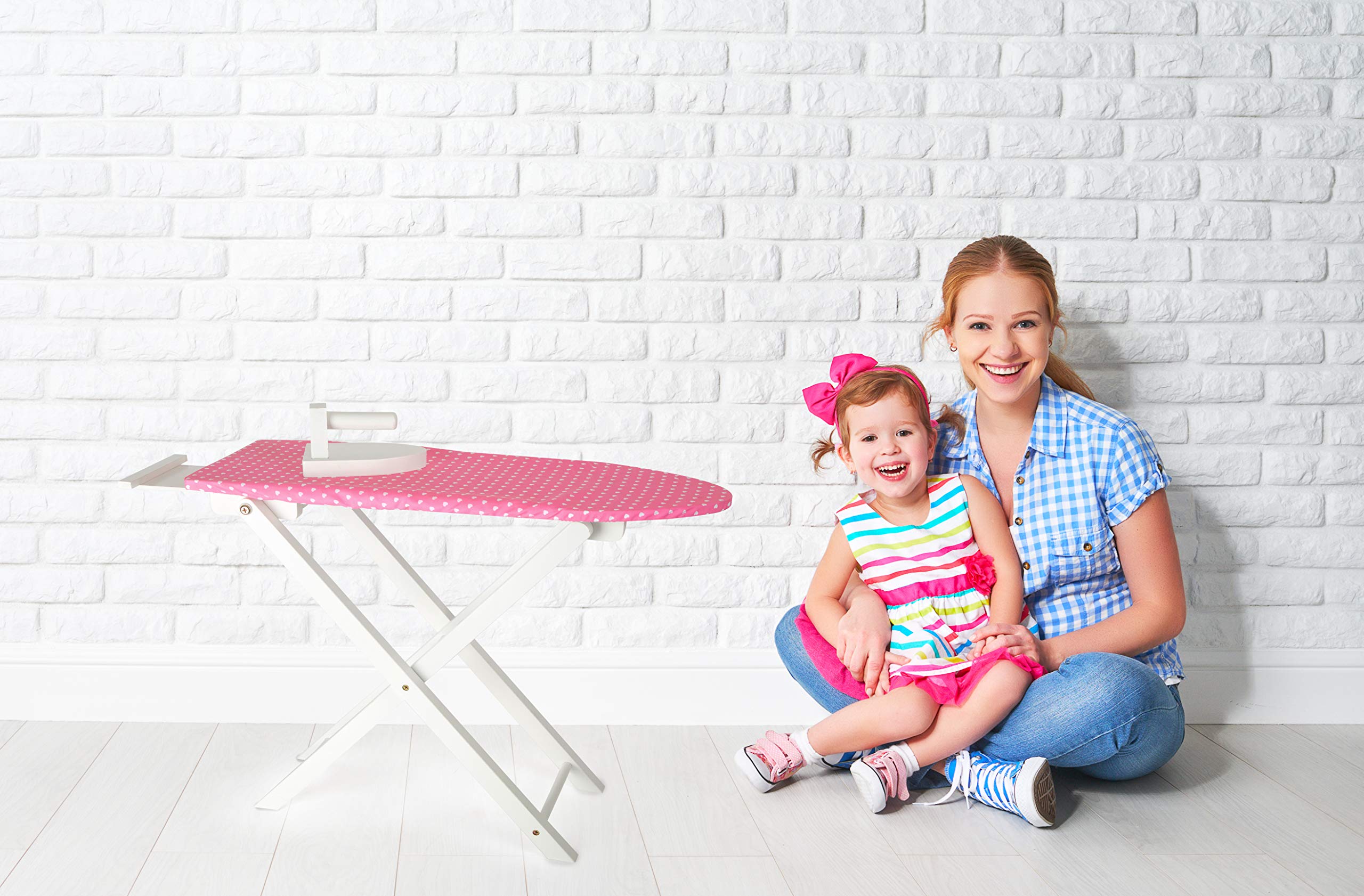 smallfoot Isabella 3466 set da stiro in legno rosa cuori
