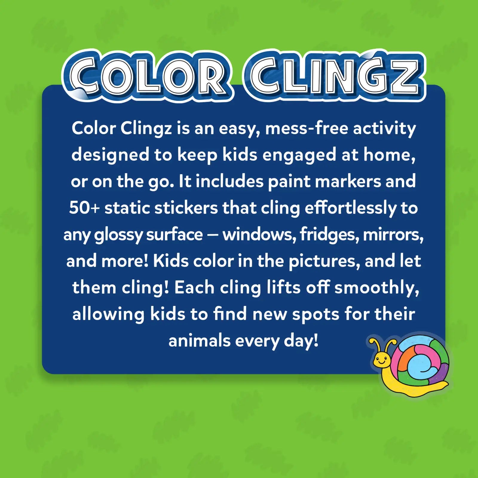 Skillmatics Color Clingz Amazing Animals adesivi statici 50 pezzi riusabili