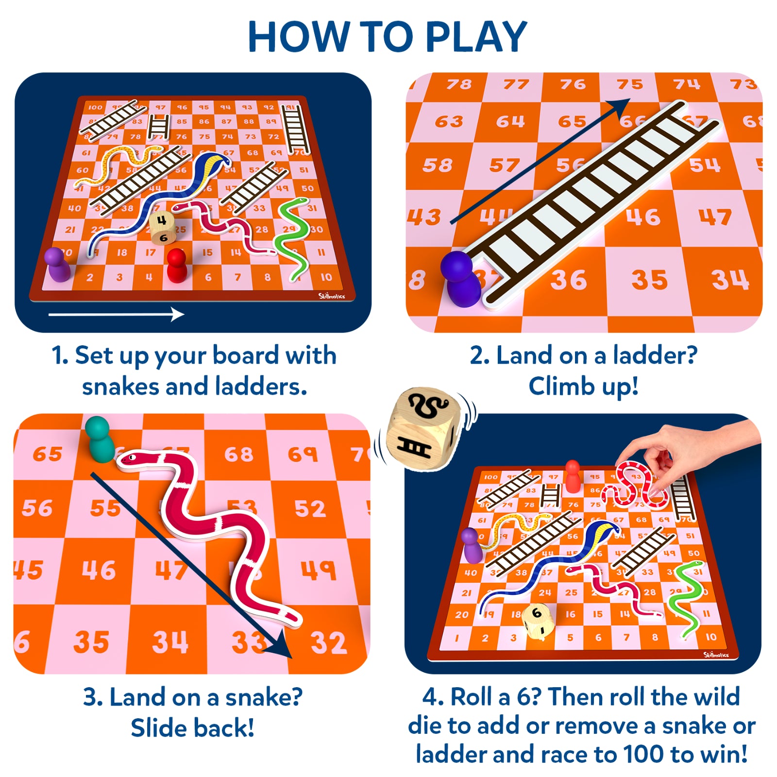 Skillmatics Snakes Ladders gioco tavolo magnetico