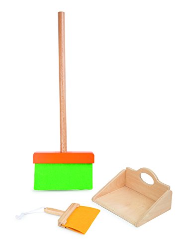 smallfoot 10329 set pulizia bambini scopa in legno