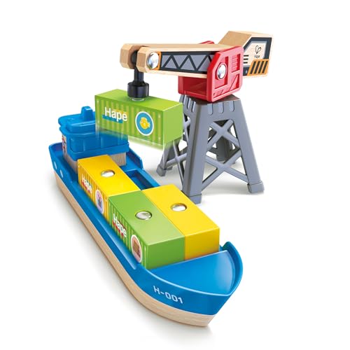 Hape nave da carico e gru giocattolo legno con magneti