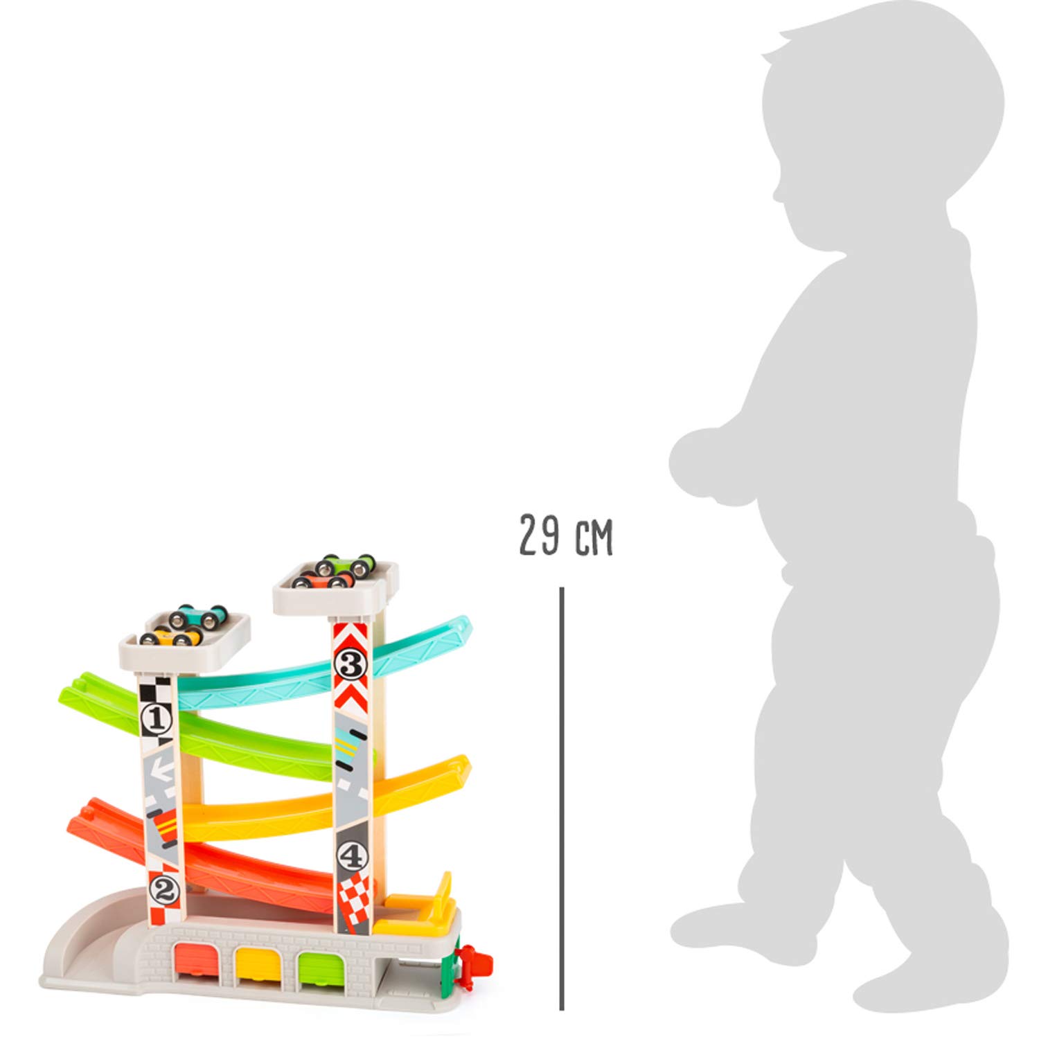 smallfoot 11361 pista con garage e 4 auto in legno