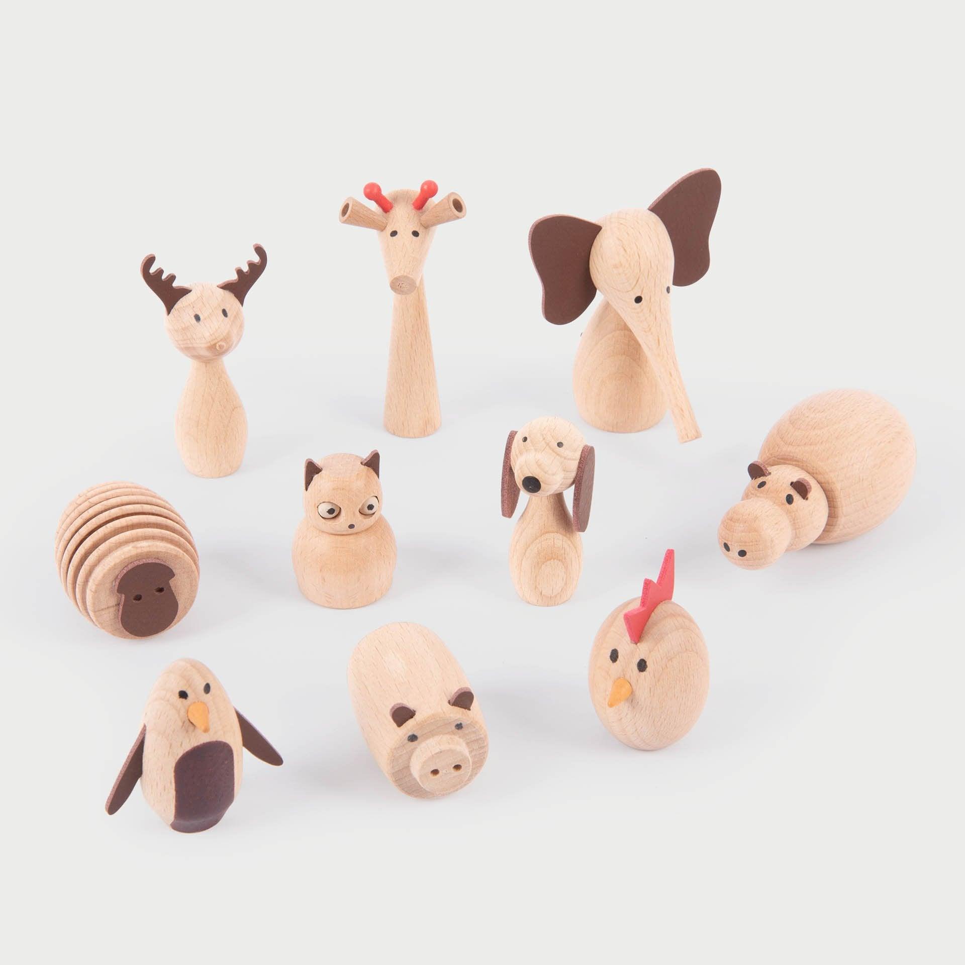 Tickit 73472 animali legno 10 pezzi sacca