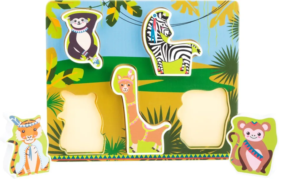 smallfoot 11095 puzzle legno Jungle 5 animali 12 mesi
