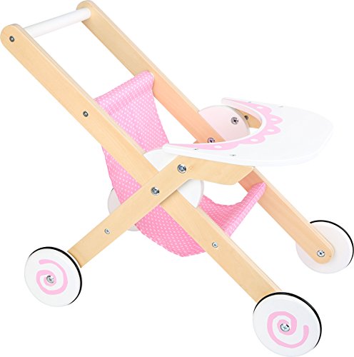 smallfoot 10741 Passeggino Bambole Legno con Tavolino