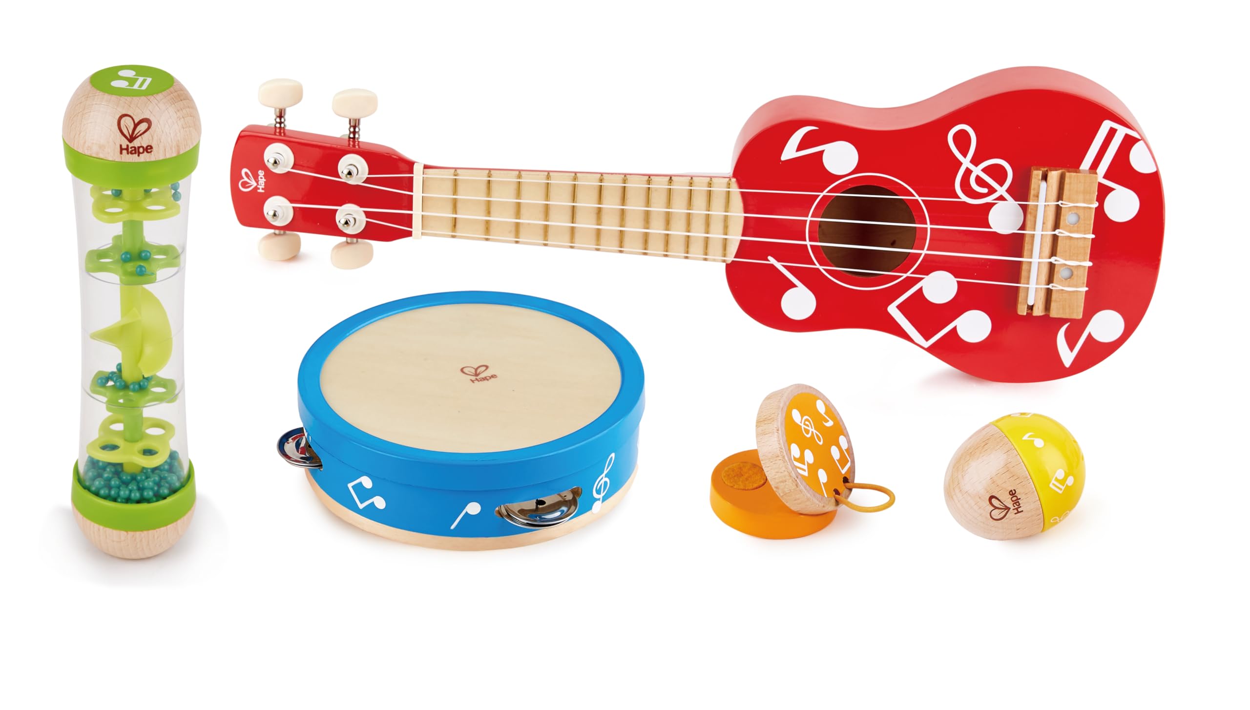 Hape Mini Band set musicale 5 pezzi ukulele 3 anni
