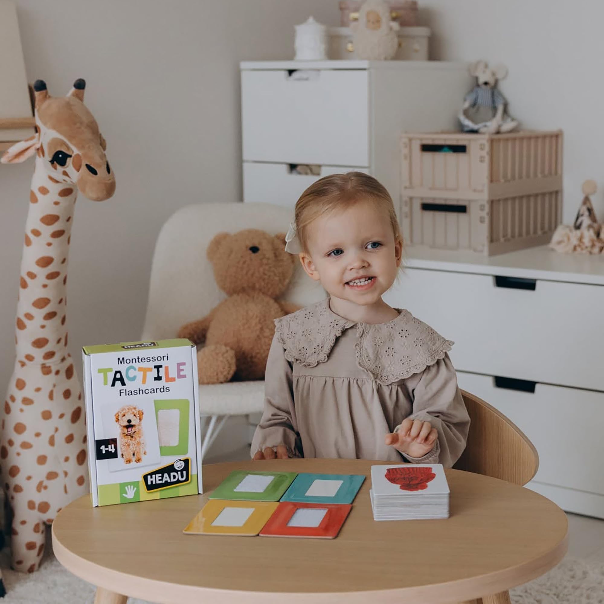 Headu Flashcards Tactile Montessori Carte 1-4 Anni Confezione da 1