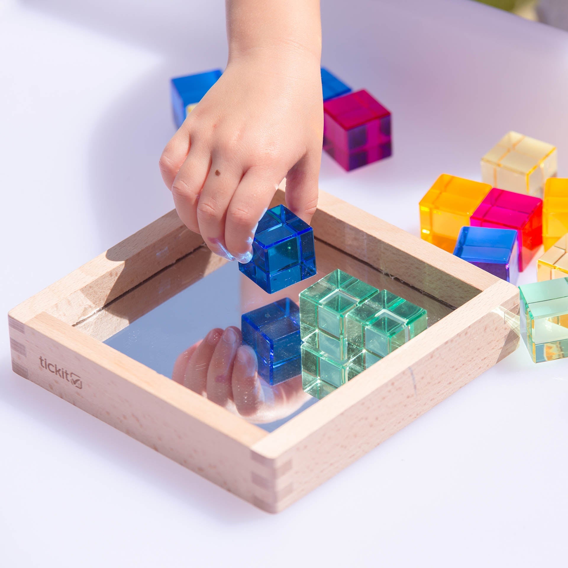 Tickit Gem Cube Mirror Tray vassoio 25 gemme traslucide