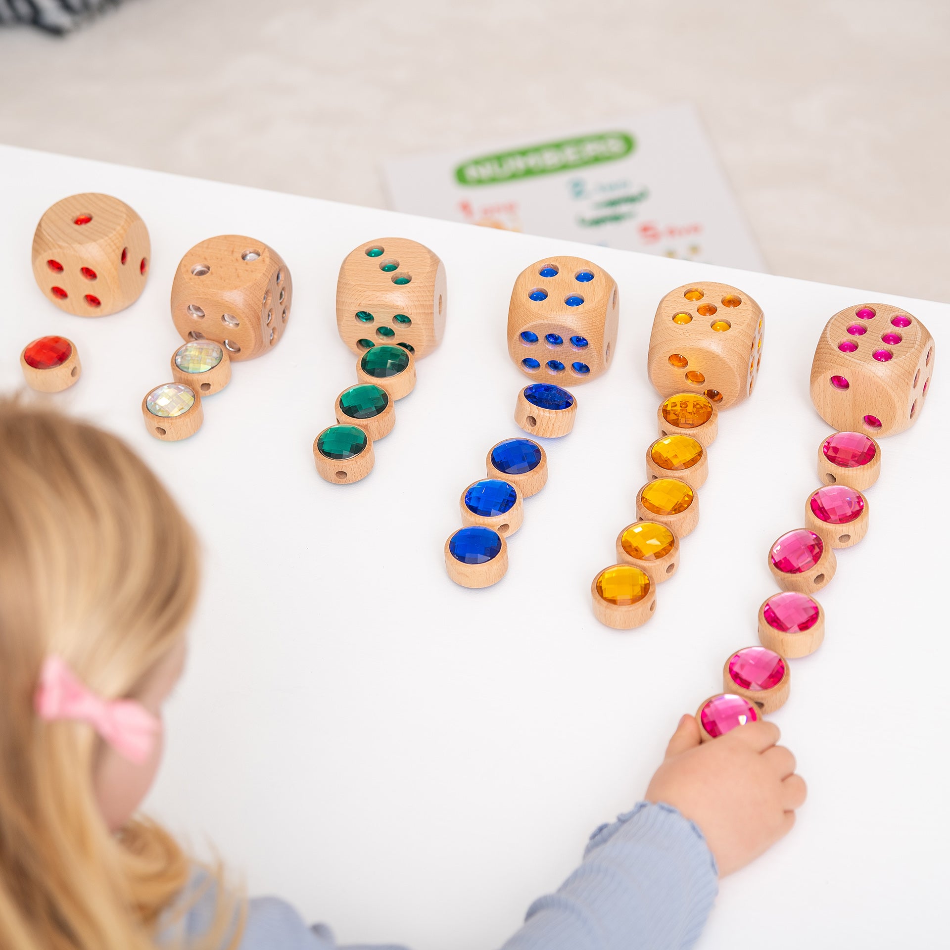 Tickit Wooden Jewel Dice dadi legno 6 pezzi gemme