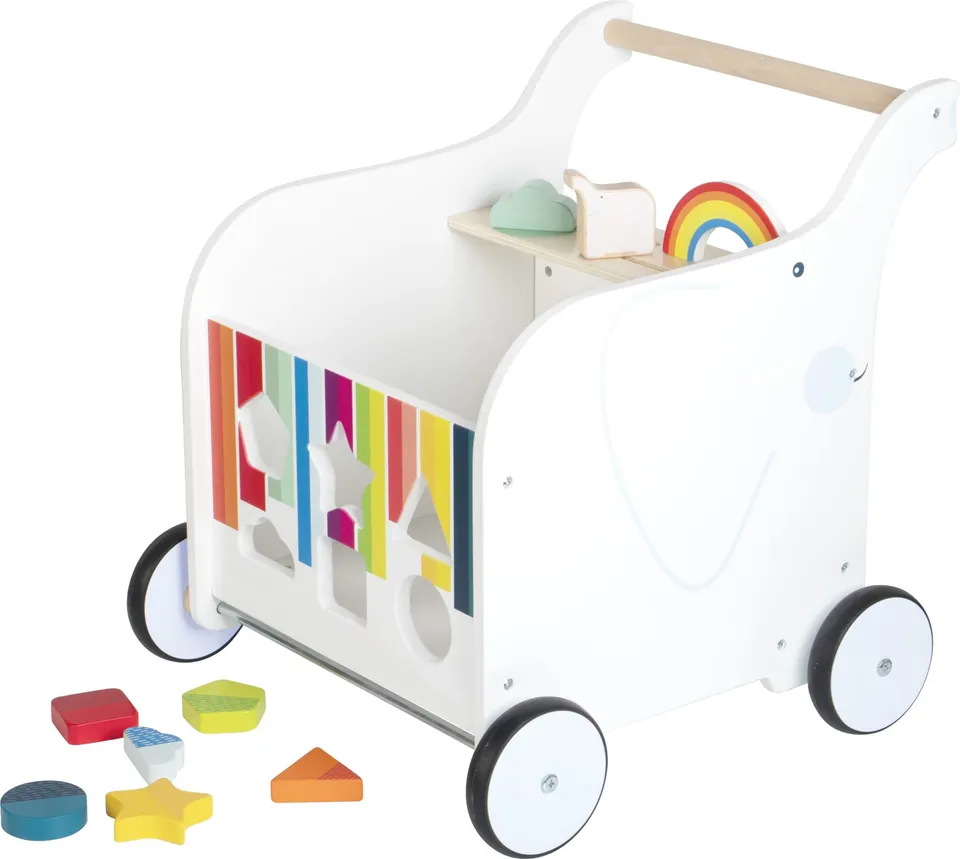 smallfoot 12535 Carrello Primi Passi Elefante in Legno con Freno