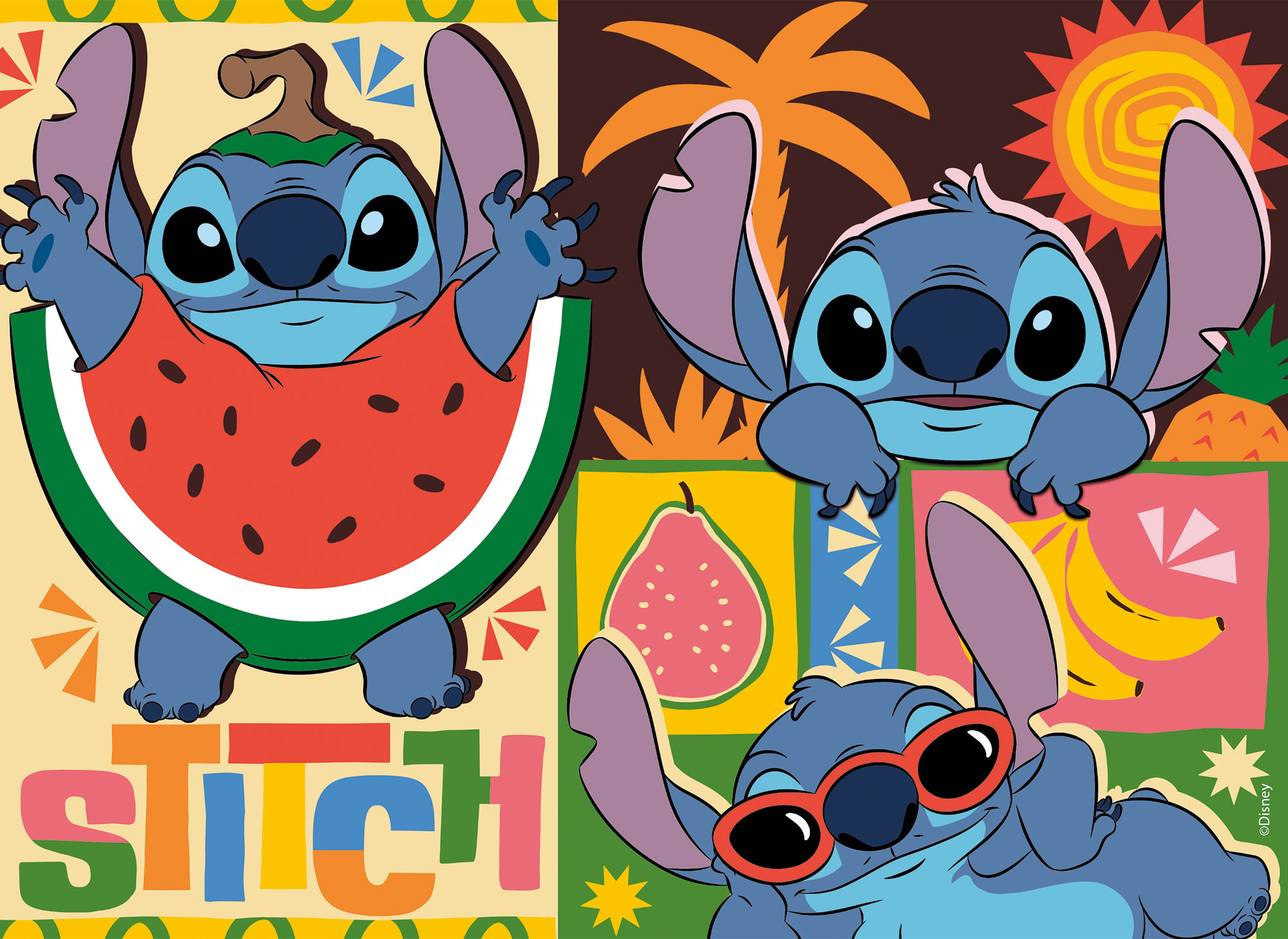 Lisciani Disney Maxifloor 4x48 Lilo & Stitch puzzle da colorare
