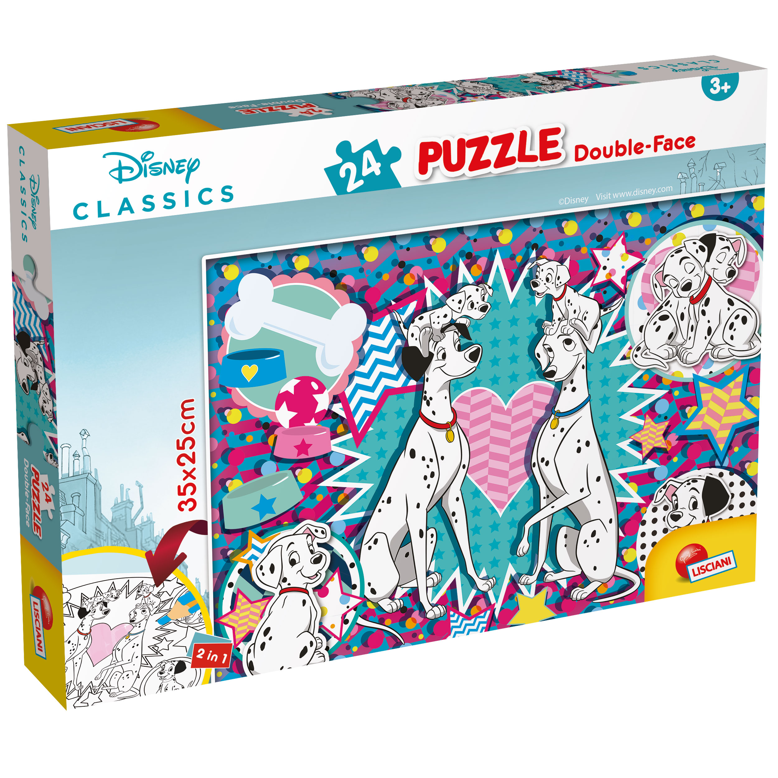Lisciani Disney M-Plus 24 Carica dei 101 Puzzle 24 Pezzi da Colorare