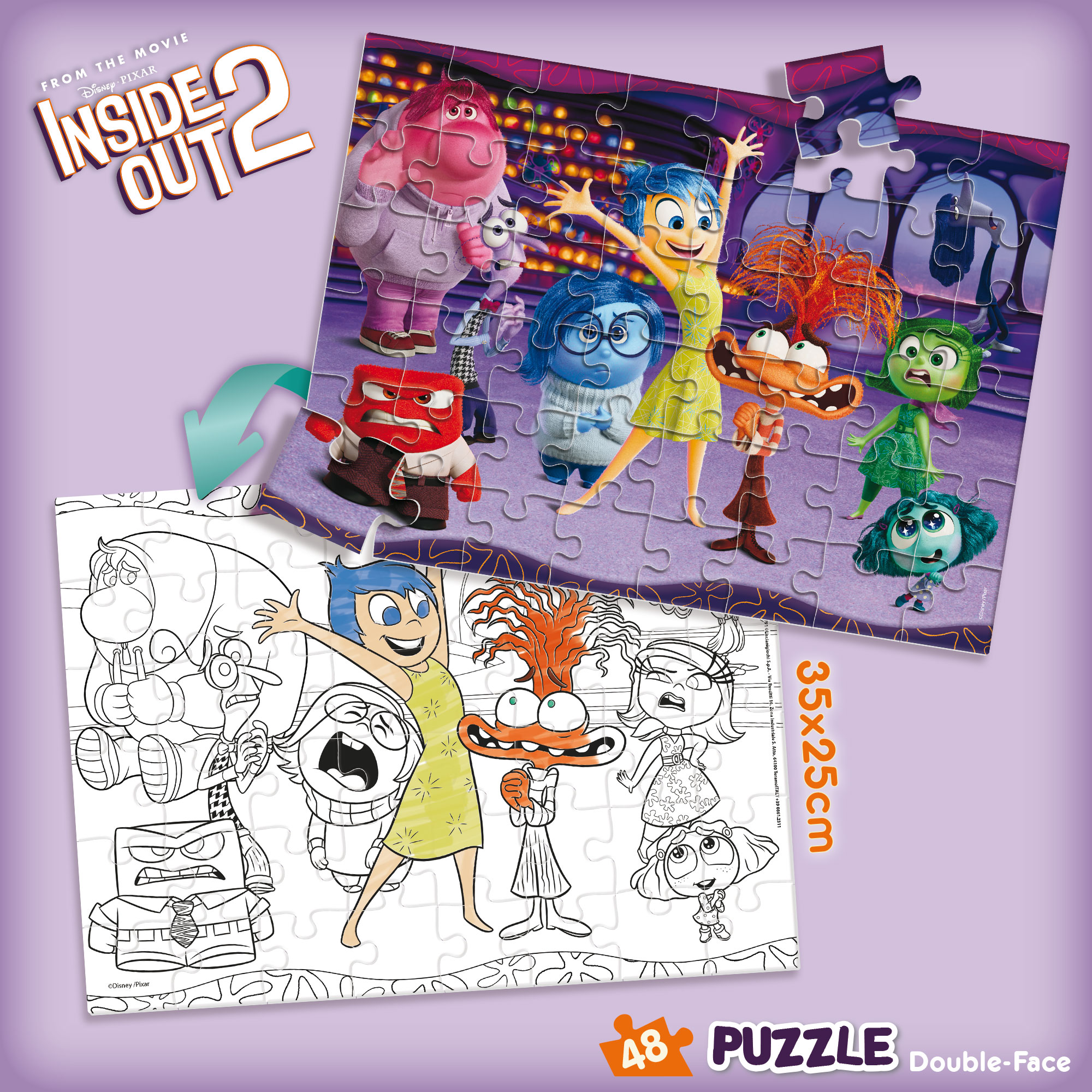 Lisciani Disney Puzzle DF M-Plus 48 pezzi Inside Out 2 da colorare