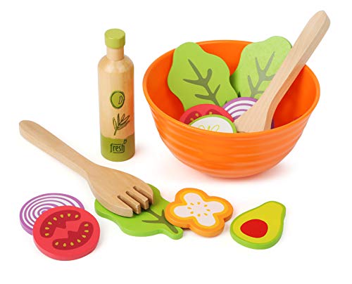 smallfoot Insalata set gioco cucina legno con ciotola