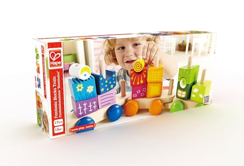 Hape E0417 treno blocchi legno 17 pezzi arcobaleno