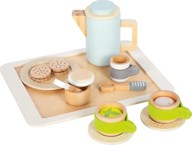 smallfoot 12484 servizio tè e caffè legno 15 pezzi con vassoio
