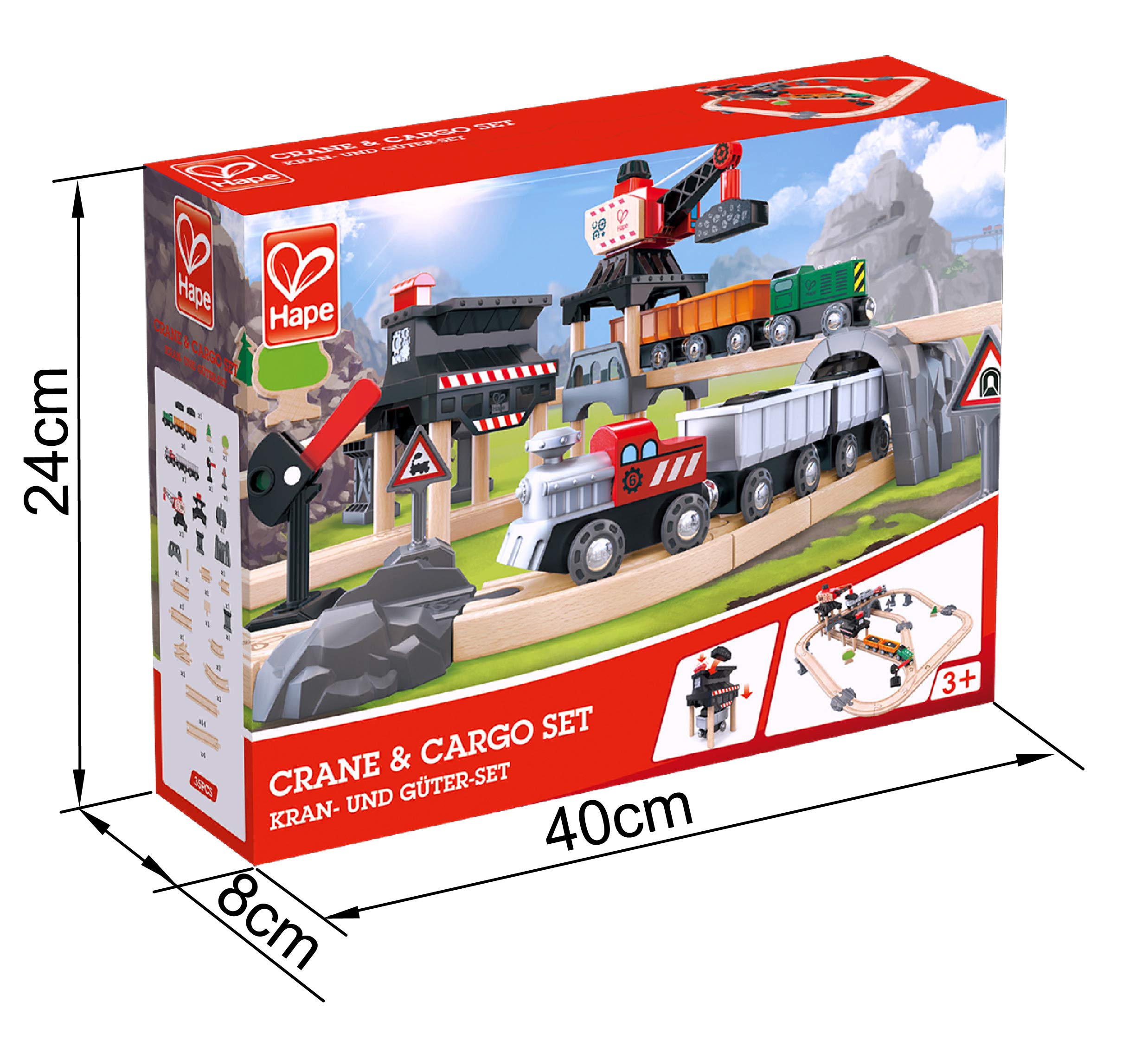 Hape N.1 Pista Trenino a Batteria con Gru Rossa