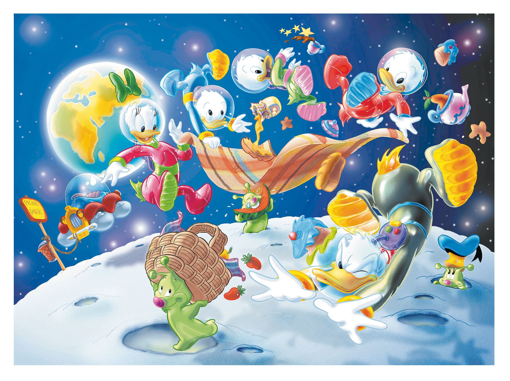 Lisciani Disney Maxi Floor 108 puzzle bimbi Mickey In Space double-face