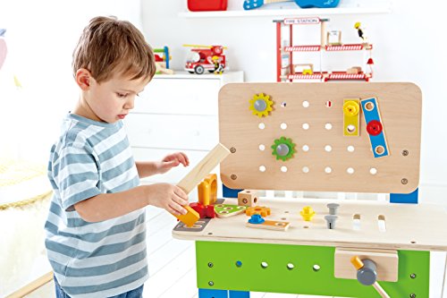 Hape Banco Lavoro legno attrezzi 35 pezzi 3 anni