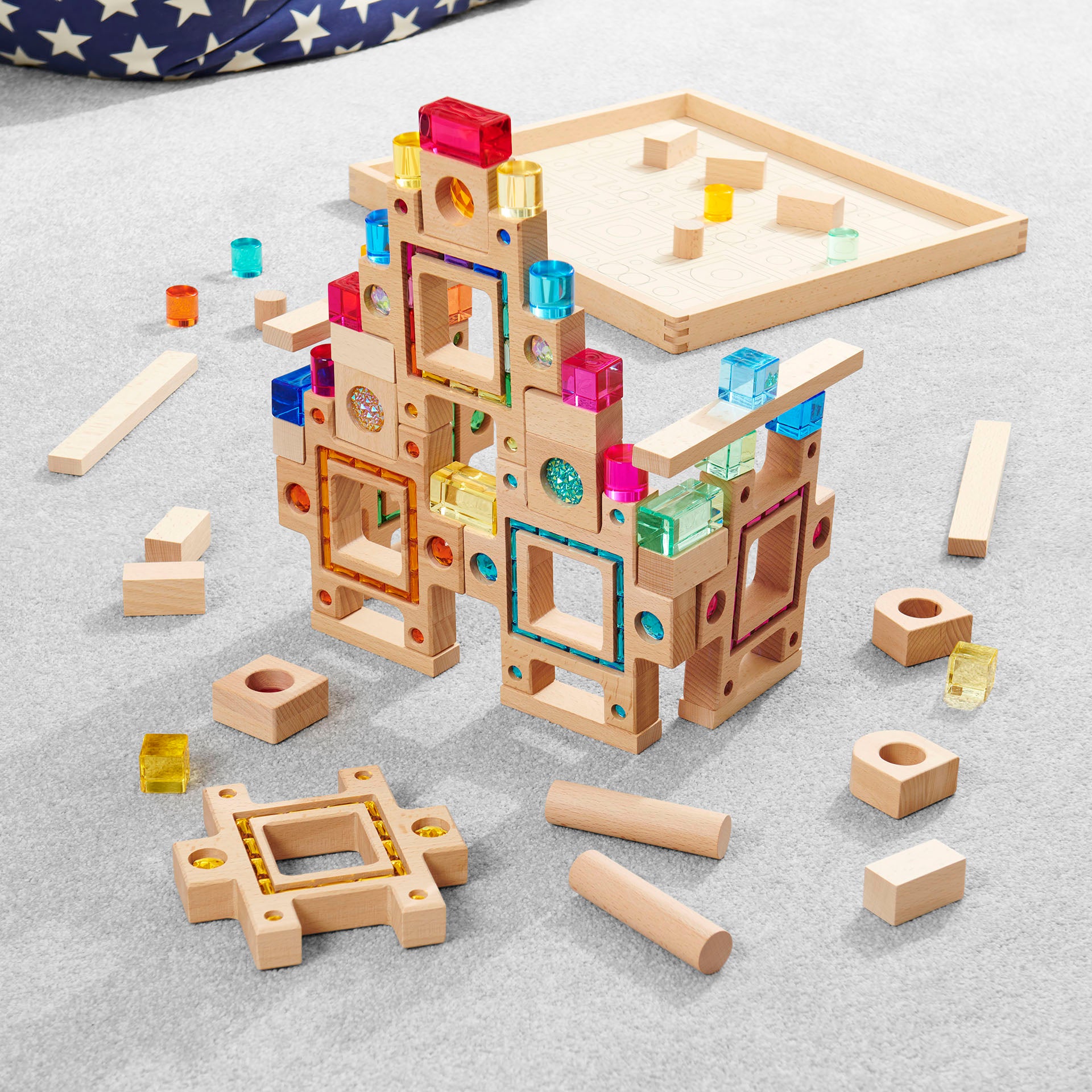 Tickit Gem Puzzle Blocks blocchi legno 58 pezzi traslucidi