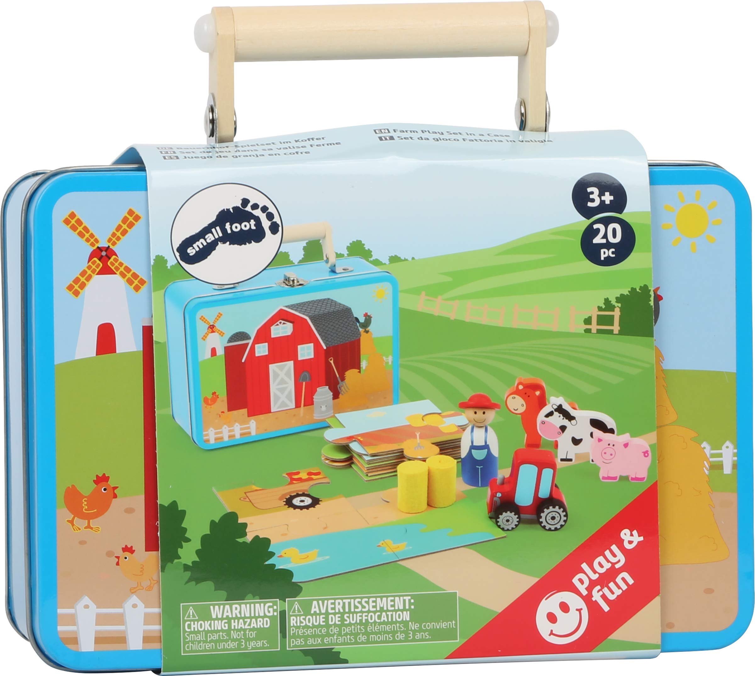 smallfoot 11360 fattoria in valigia puzzle legno 20 pezzi