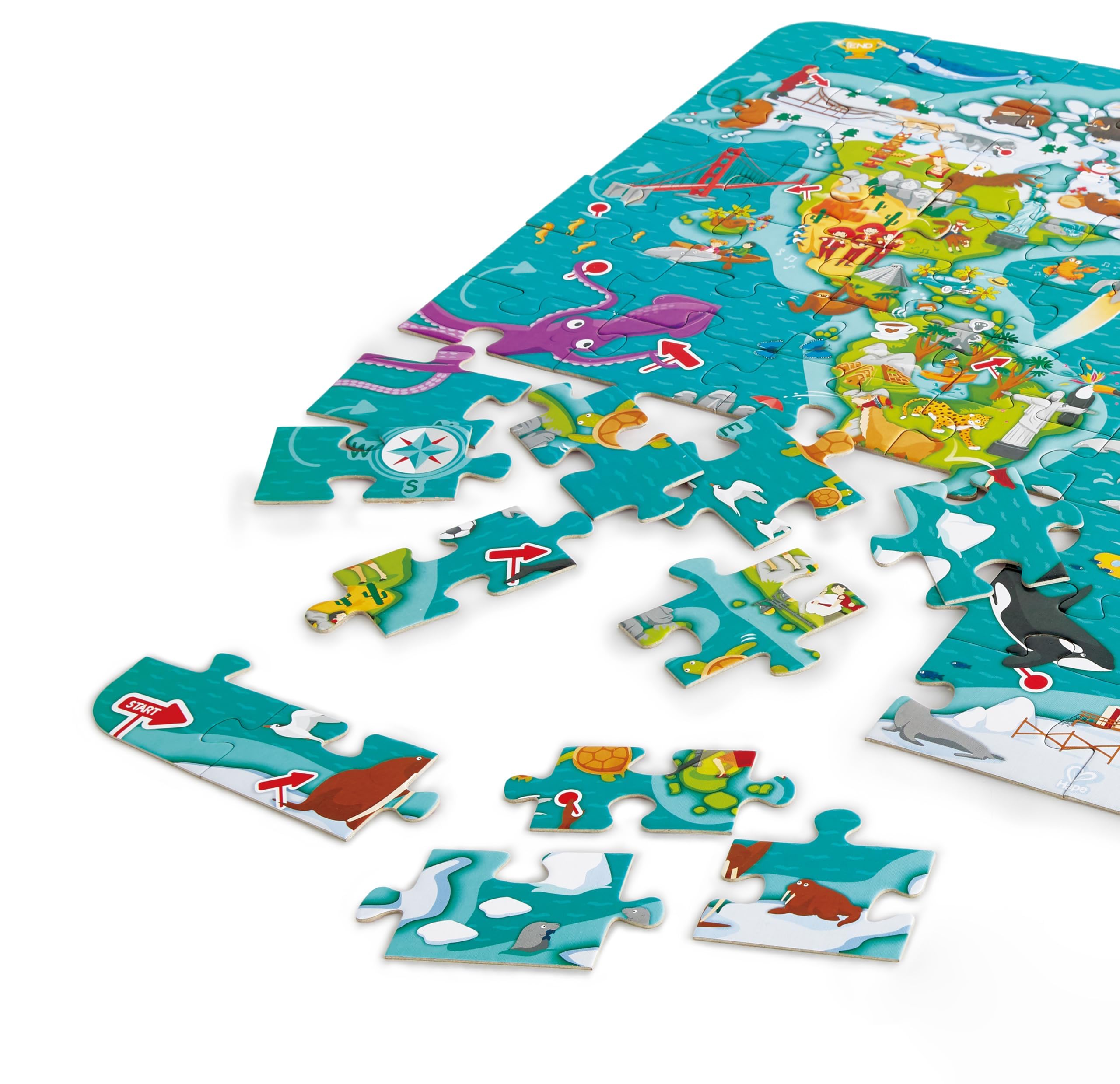 Hape Mappa del Mondo puzzle 100 pezzi dai 5 anni