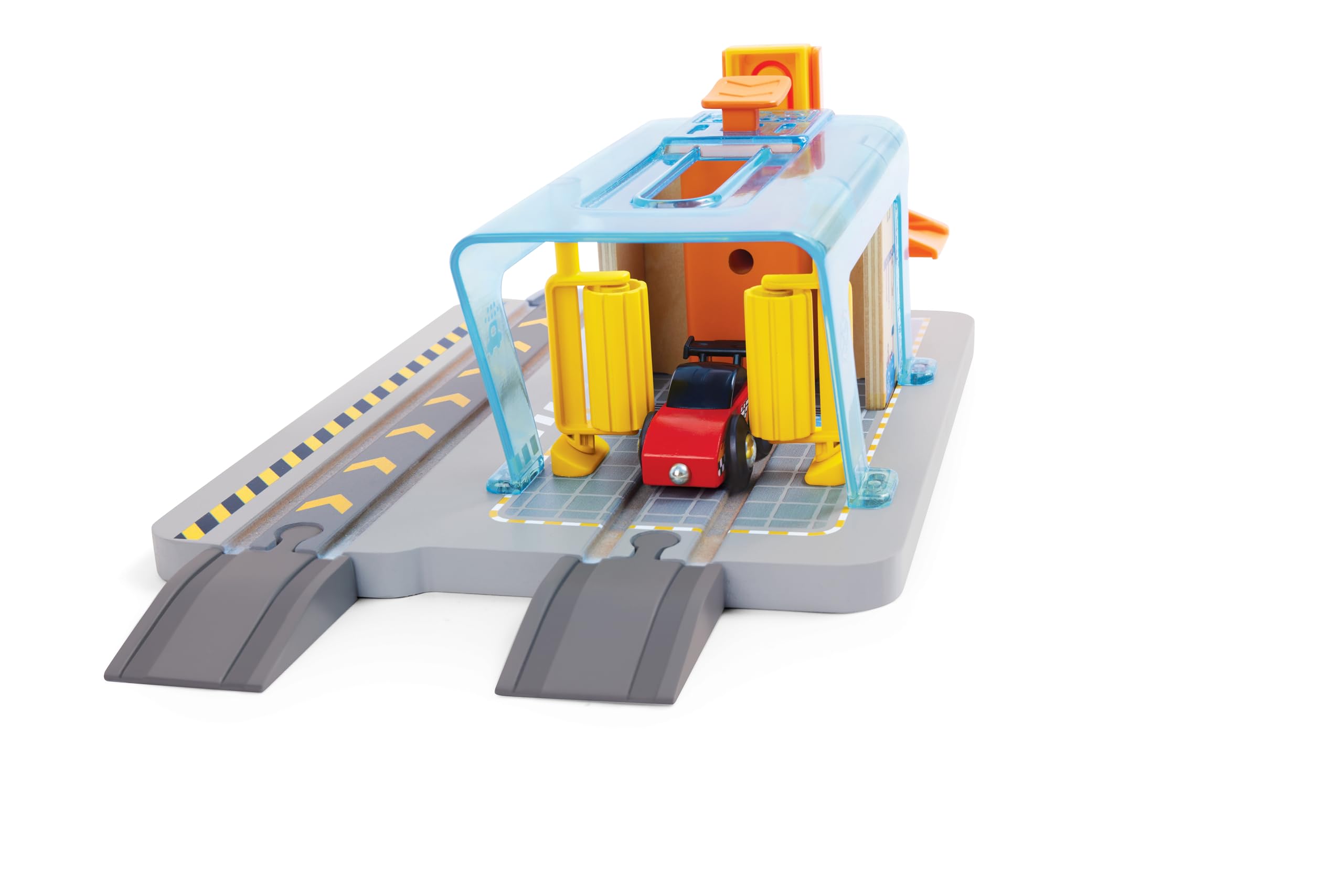 Hape Railway Stazione Autolavaggio e Officina garage legno