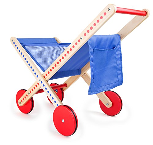 smallfoot 10428 carrello spesa pieghevole legno blu