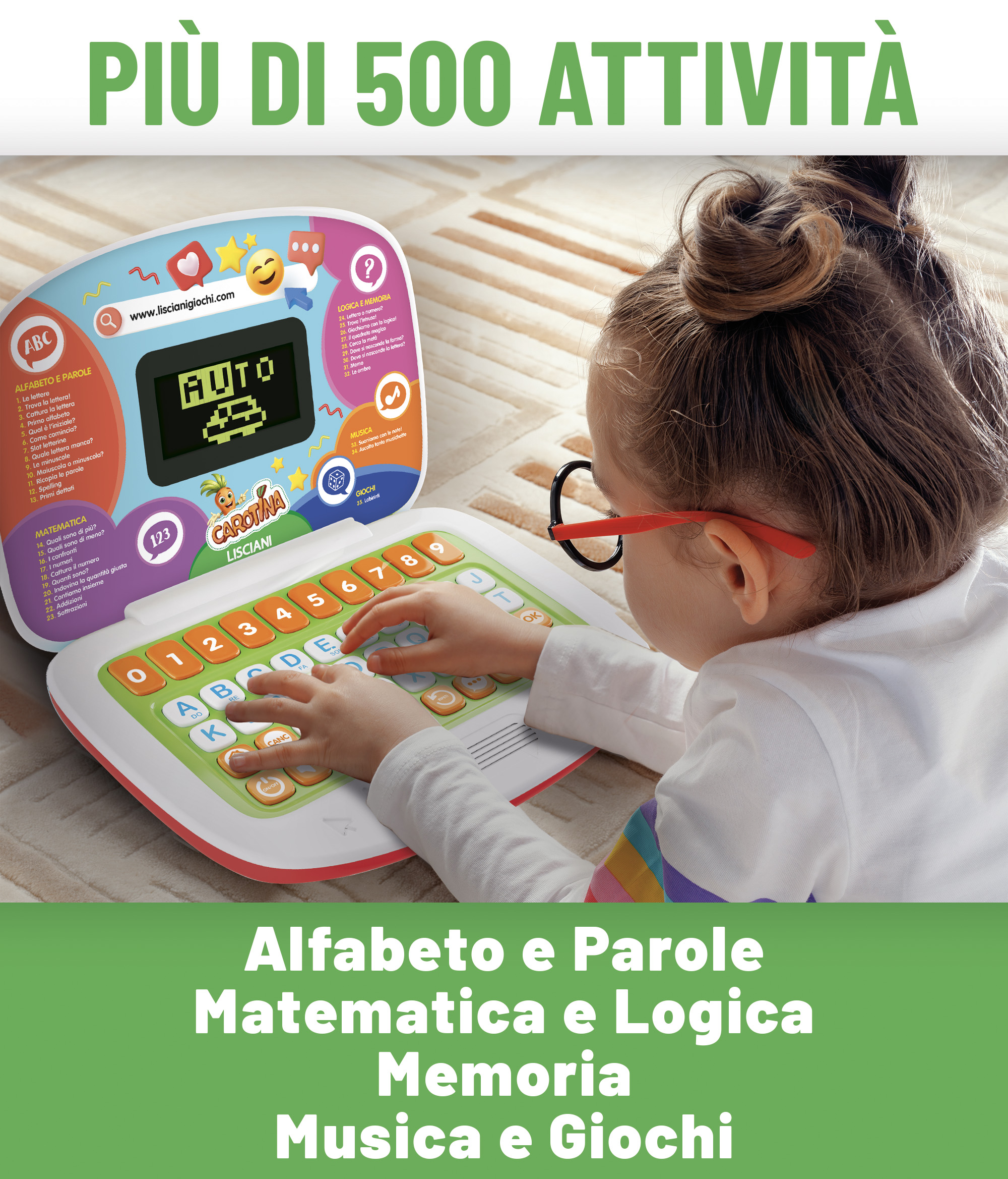 Lisciani Carotina Laptop Educativo computer 30 funzioni prescolare
