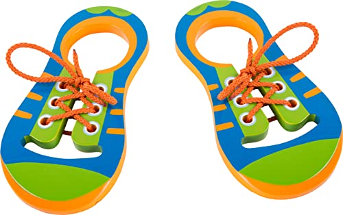 smallfoot 10152 scarpe da allacciare gioco legno 2 pezzi