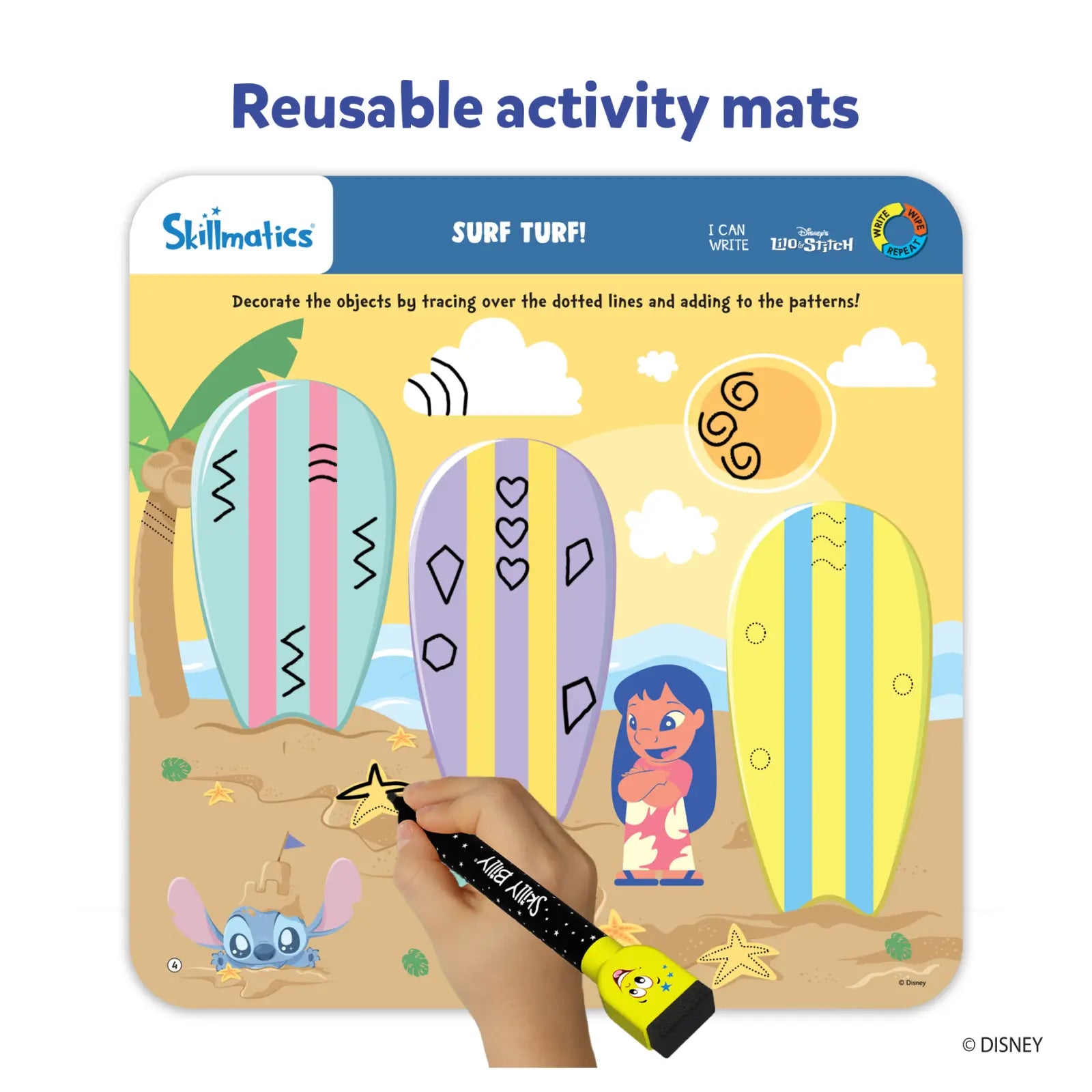 Skillmatics I Can Write Disney Princess Lilo & Stitch quaderno 16 attività