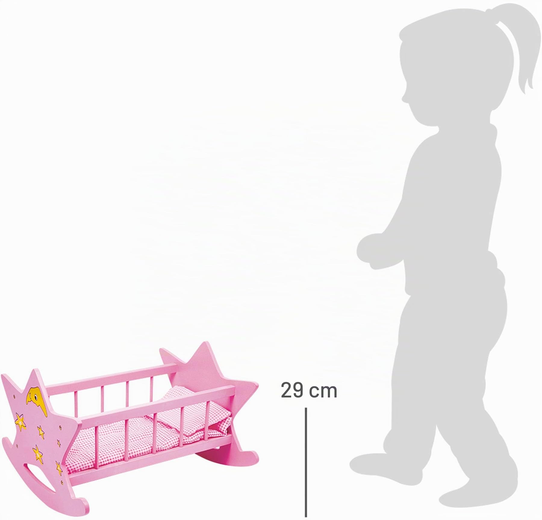 smallfoot Stella culla bambole legno rosa luna e stelle