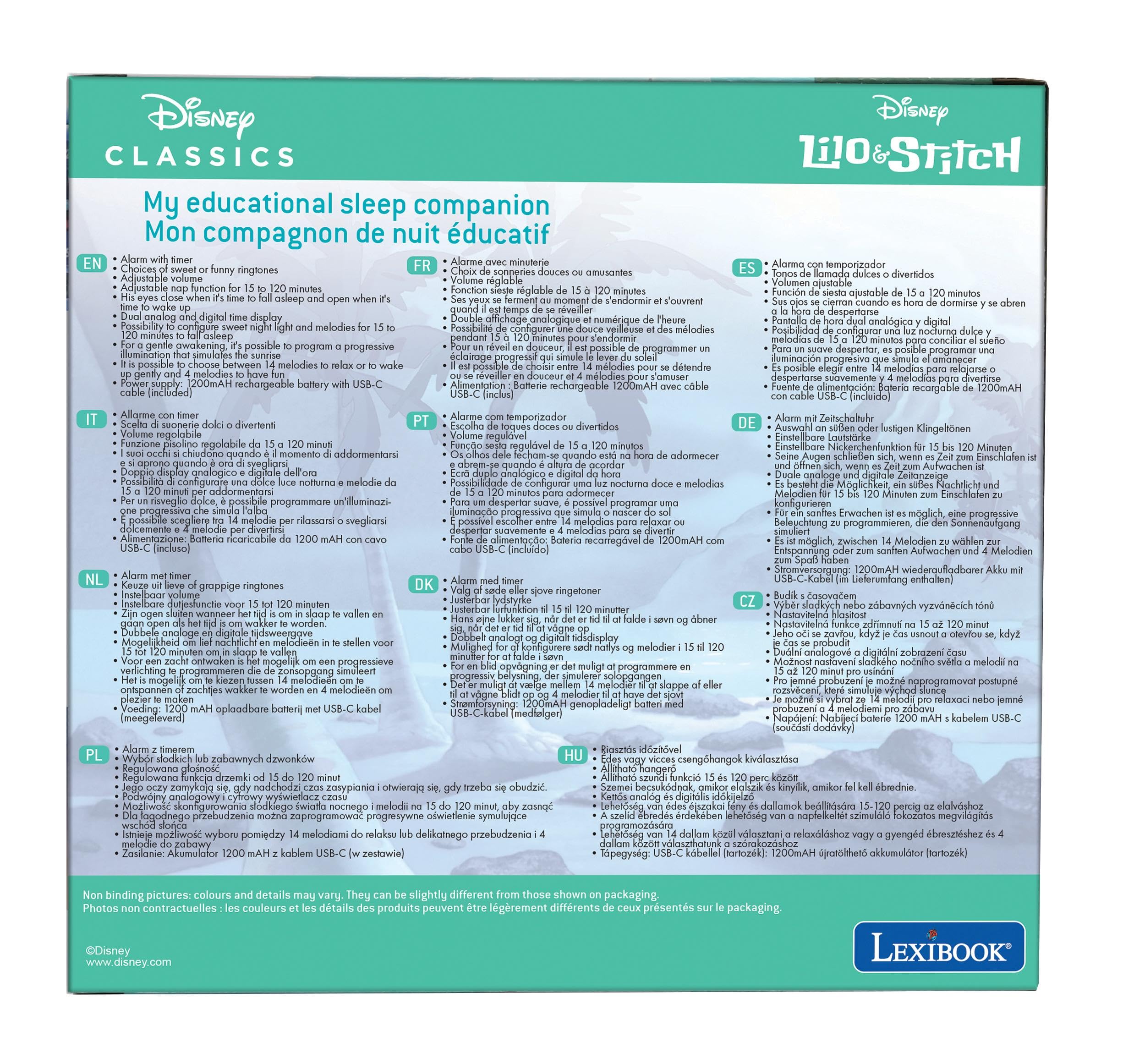 Lexibook Stitch RLT100DLXB sveglia bambini luce notturna blu