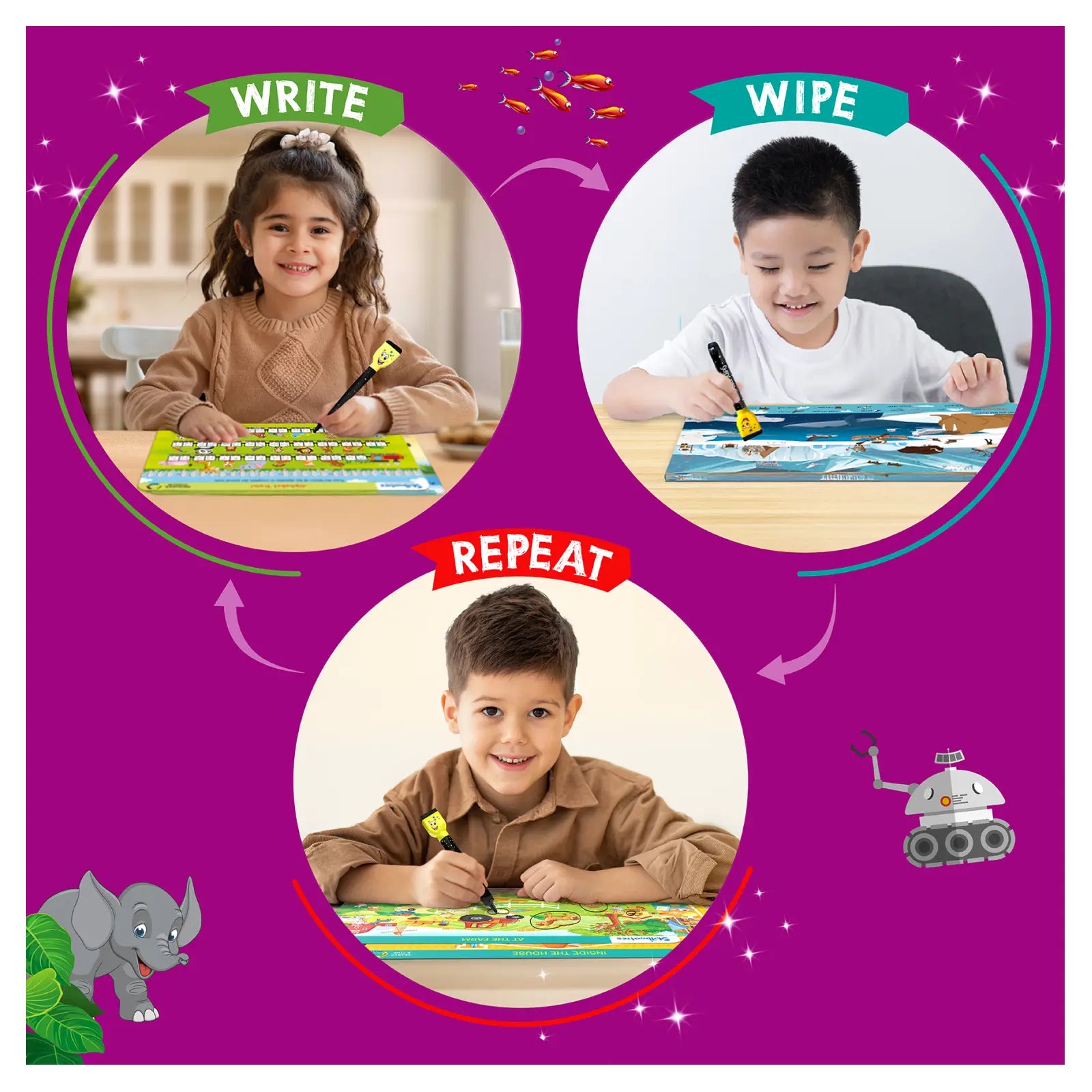Skillmatics Search & Find tappetini attività riutilizzabili 3-6 anni