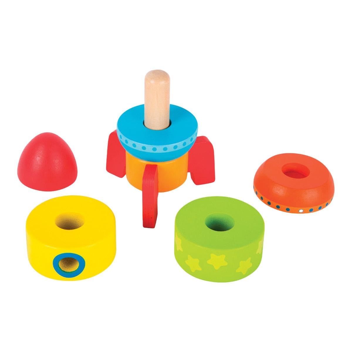 smallfoot 10588 razzo impilabile legno 6 pezzi colori