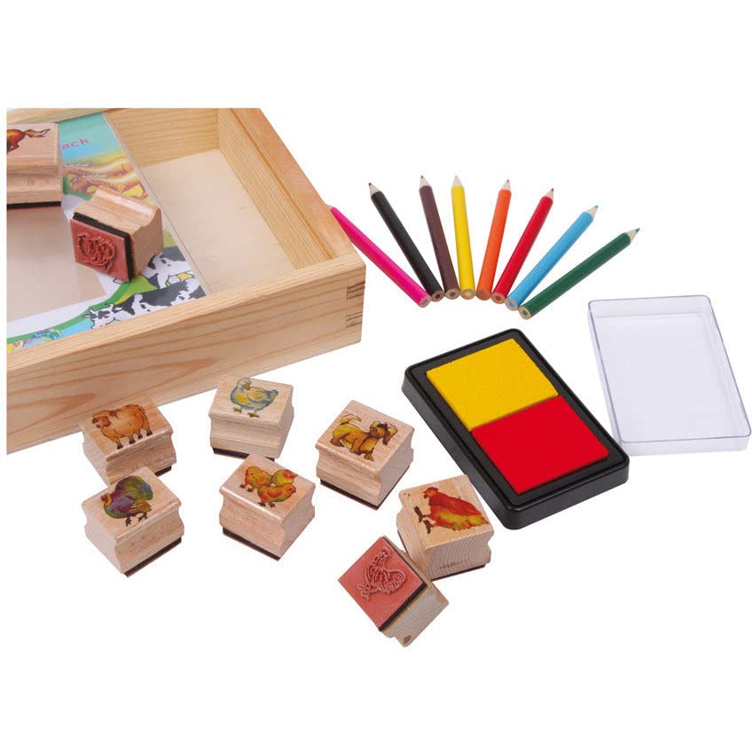 smallfoot 1478 set timbri animali fattoria 9 timbri
