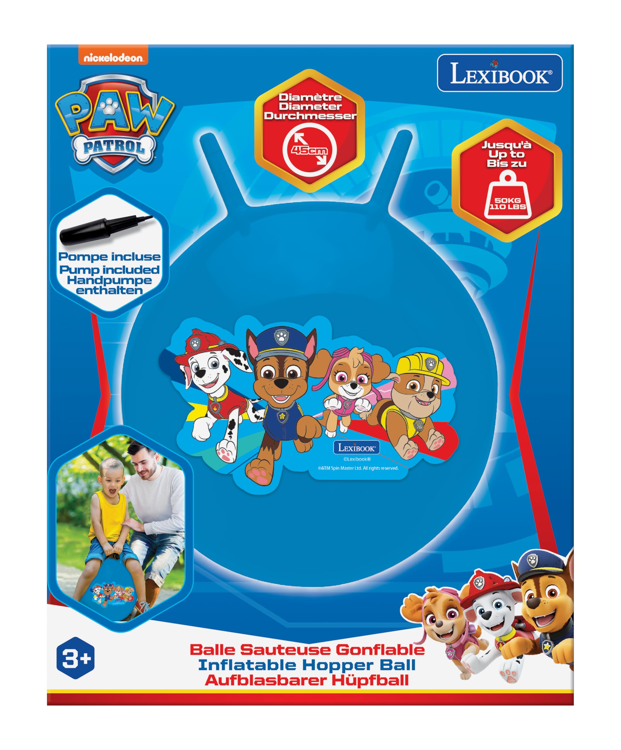 Lexibook Paw Patrol BG040PA palla saltellante 45 cm blu