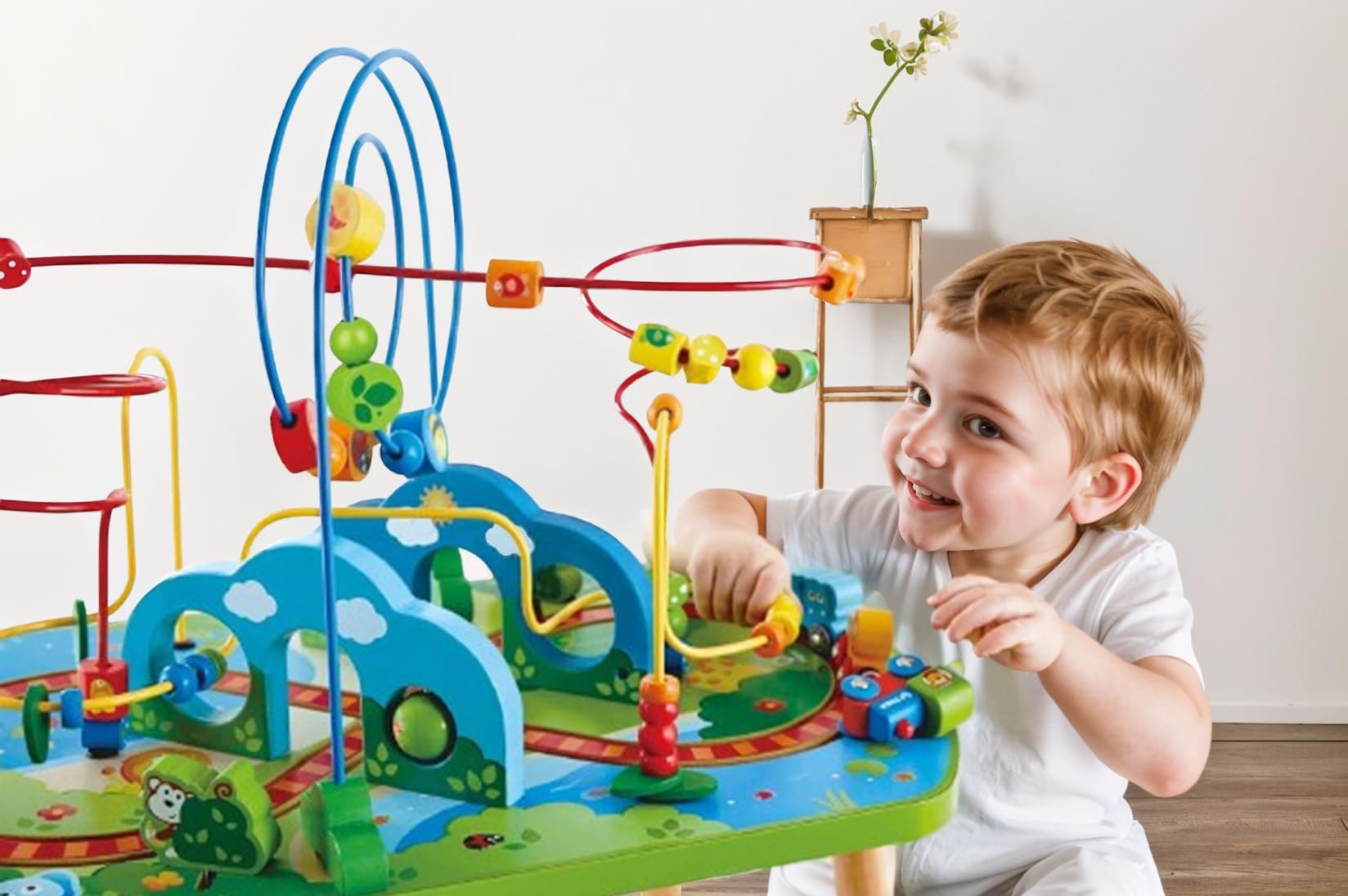 Hape E3824 tavolo treno giungla legno multiattività bimbi