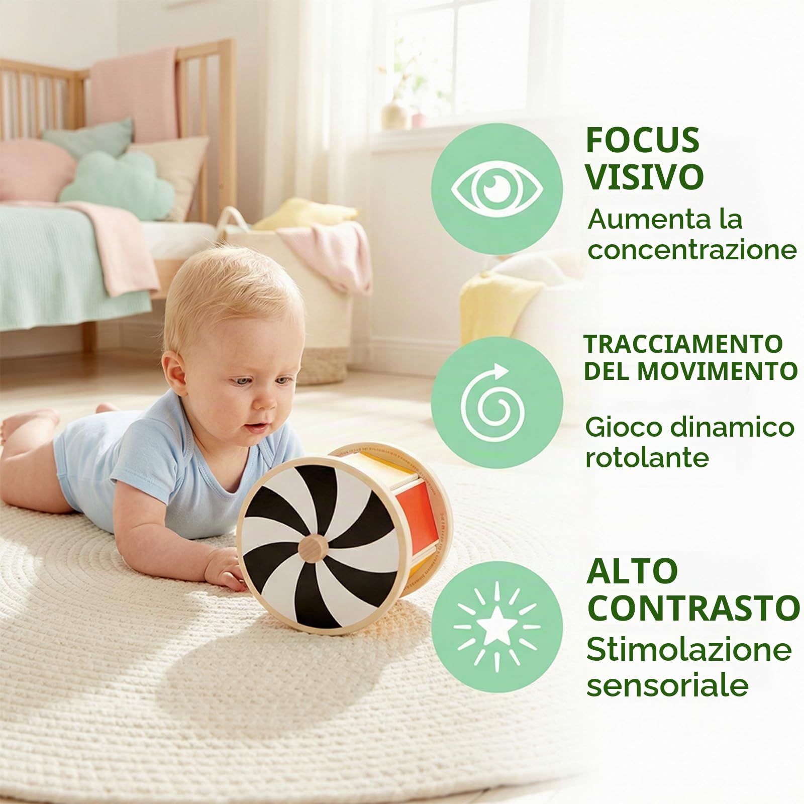 Hape Tamburo Rotativo Specchio giocattolo legno 3 mesi