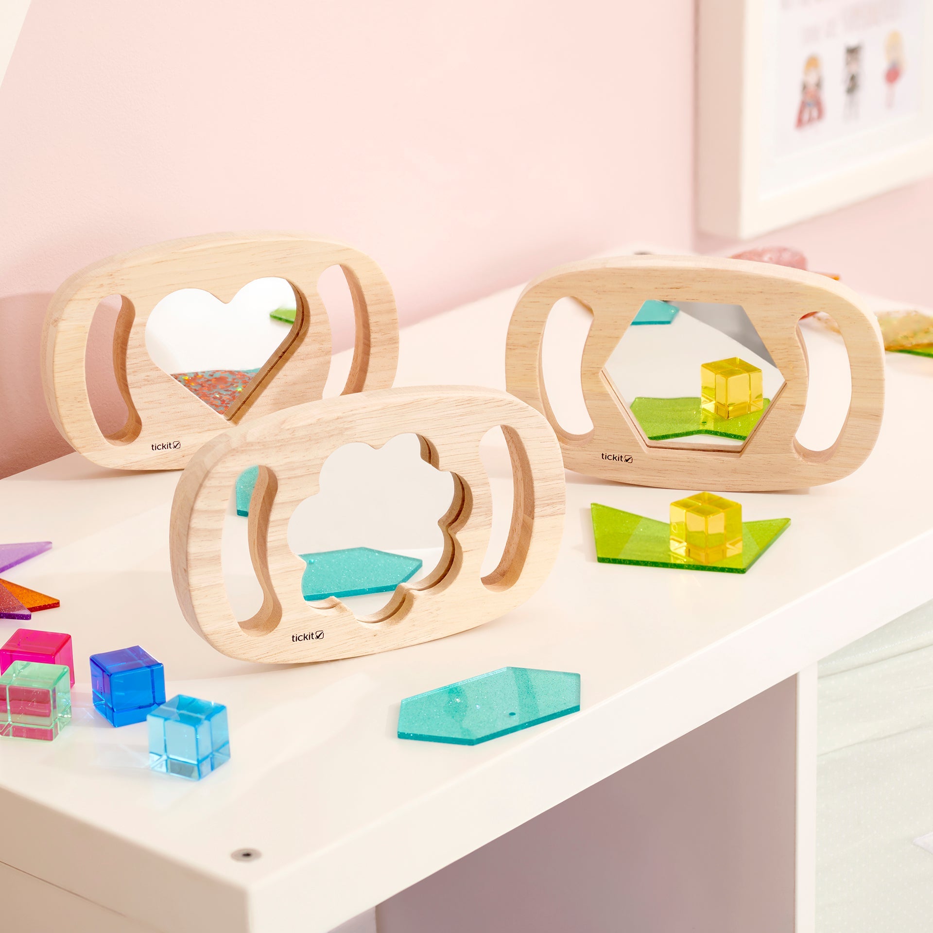 Tickit Easy Hold Shape Mirror Panels specchi 3 pezzi legno
