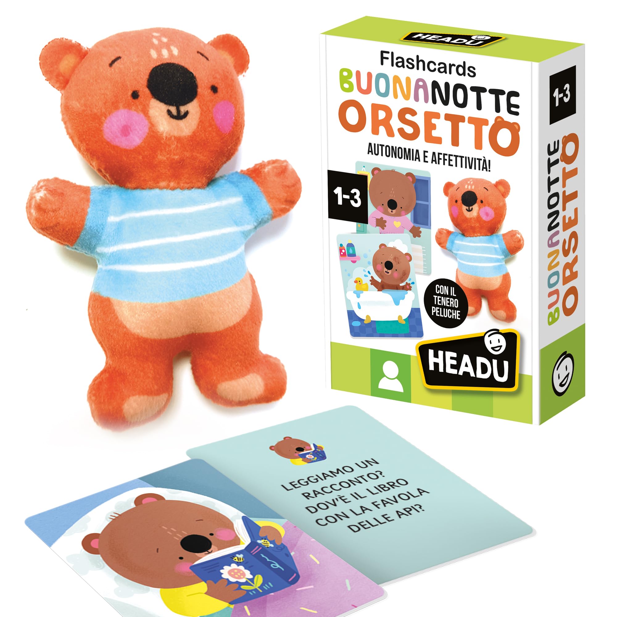 Headu Buonanotte Orsetto Flashcards Baby Routine 1-3 Anni