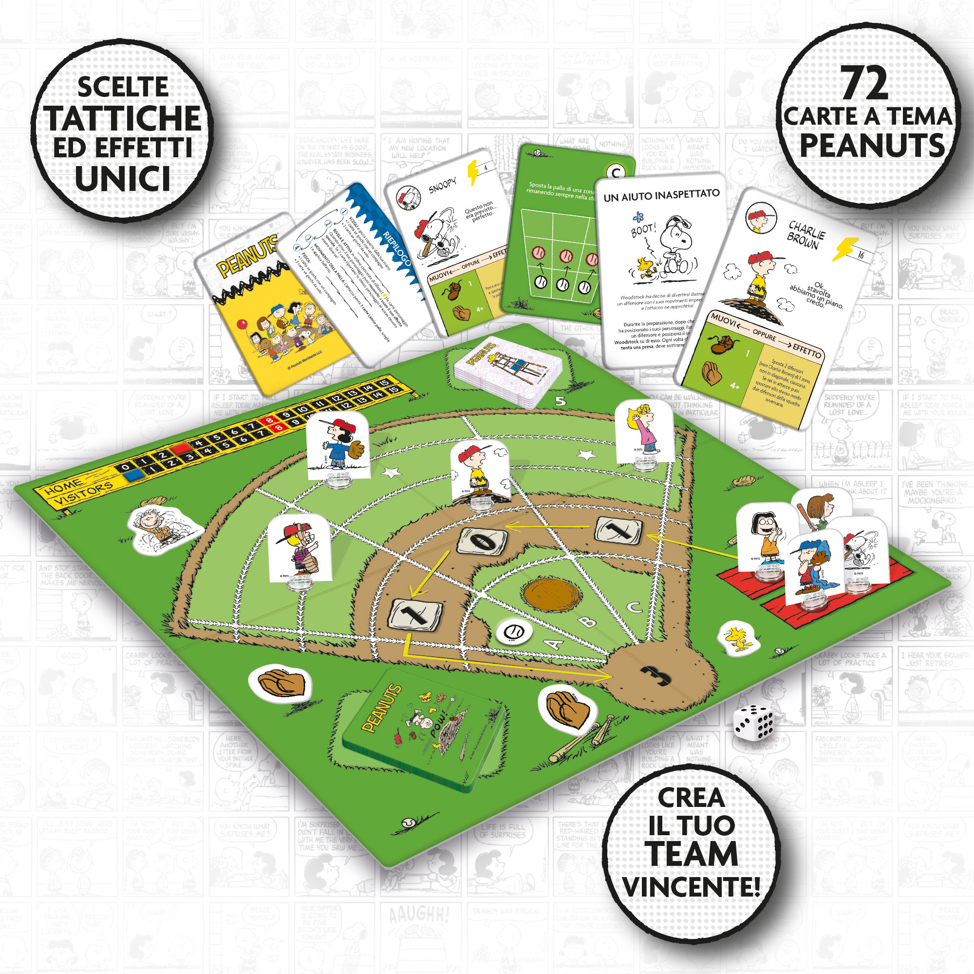 Lisciani Peanuts La Partita Impossibile gioco da tavolo baseball