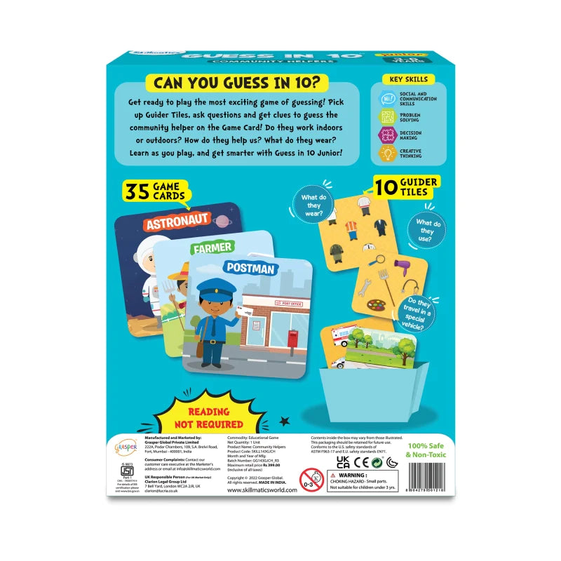 Skillmatics Guess in 10 Junior Community Helpers gioco carte mestieri