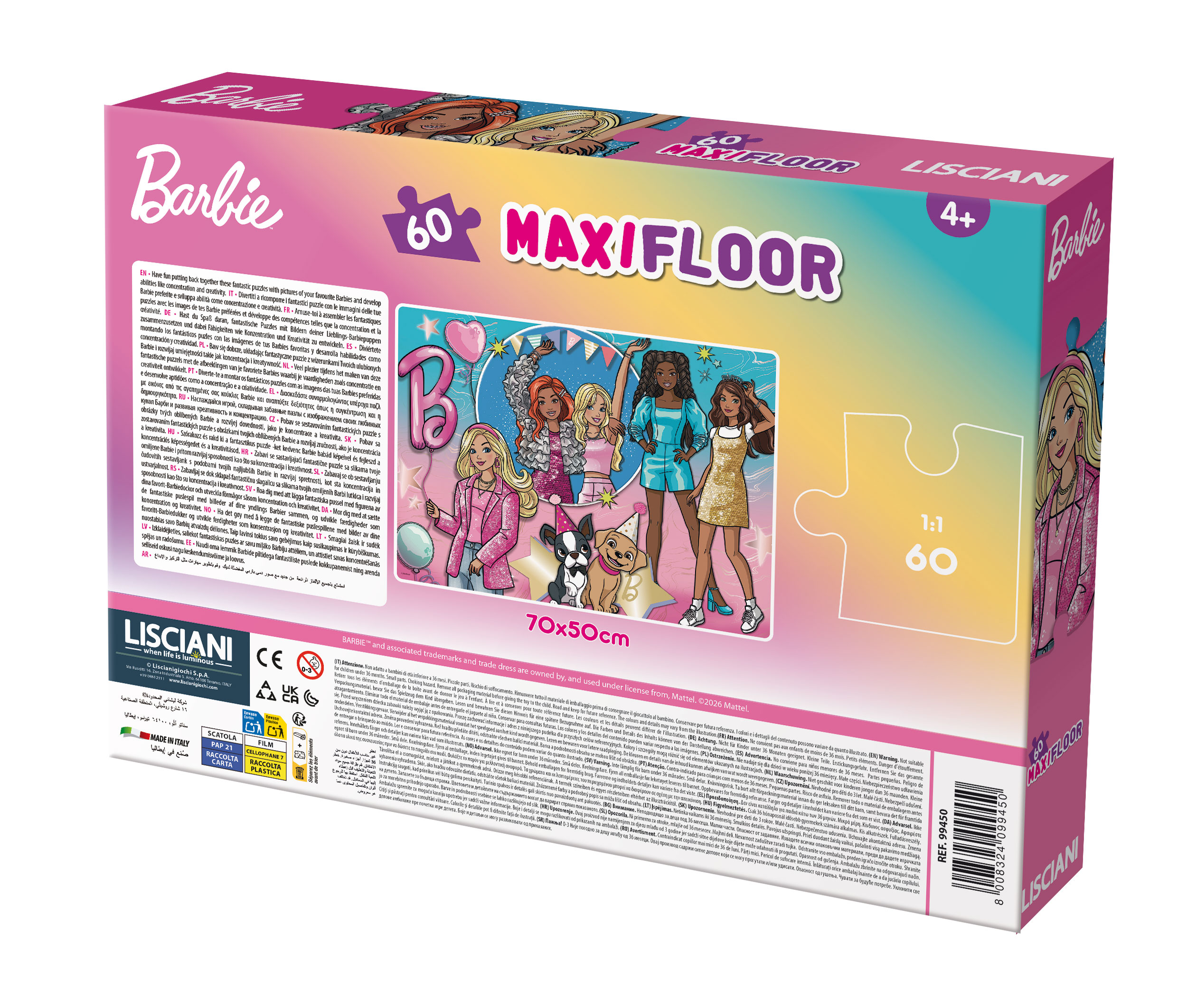 Lisciani Barbie Puzzle Maxifloor 60 Pezzi Scintillante