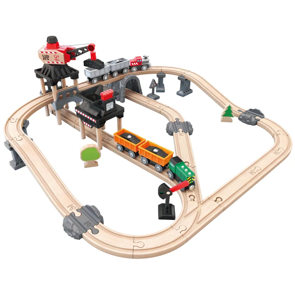 Hape Pista miniera con gru magnetica trenino legno dai 3 anni