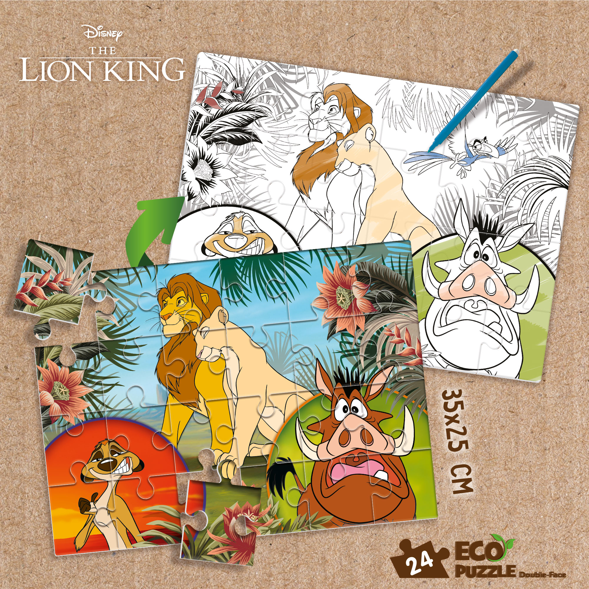 Lisciani Disney Eco-Puzzle Mini Df 24 Lion King da colorare